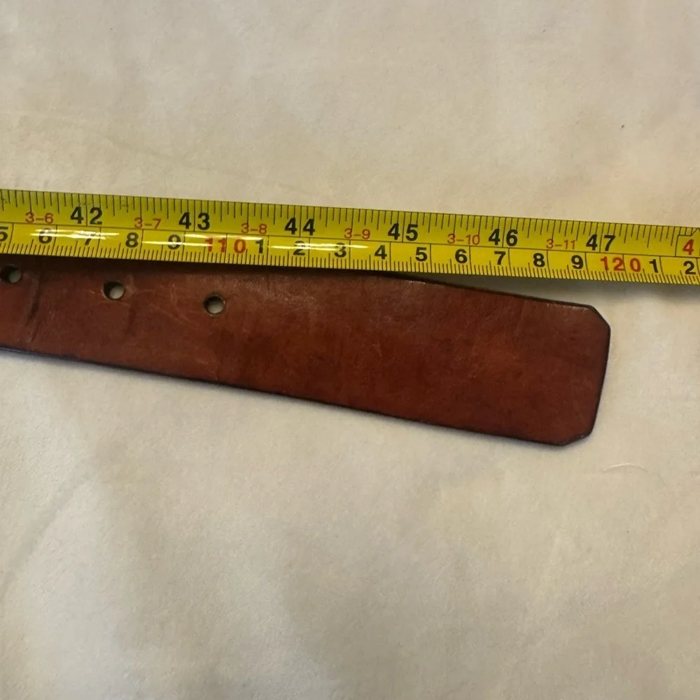 VTG! BTS Solid Brass! Braided Brown Leather Belt w/ Solid Brass Oval Buckle